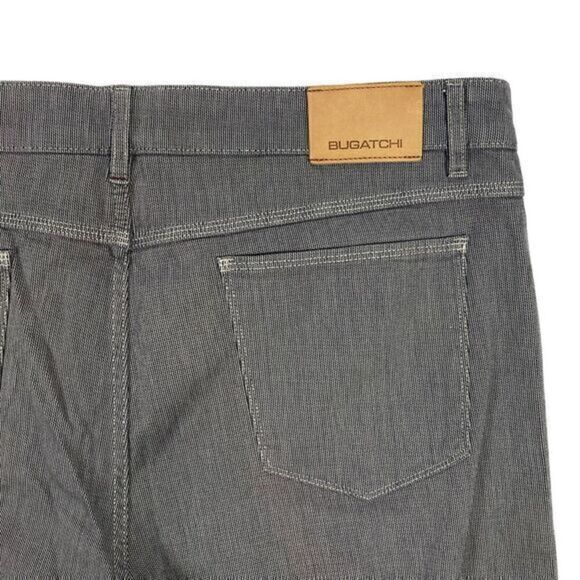 Bugatchi Uomo Pants Mens Size 40x34 Gray Striped Relaxed Fit Flat Front Trousers - Picture 7 of 14